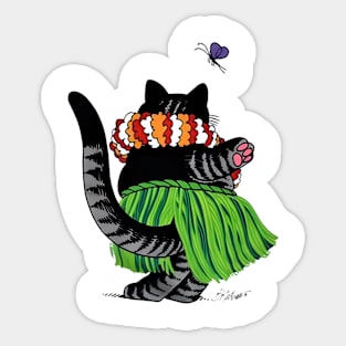 B-Kliban-Cat-Hula-Hawaii Sticker